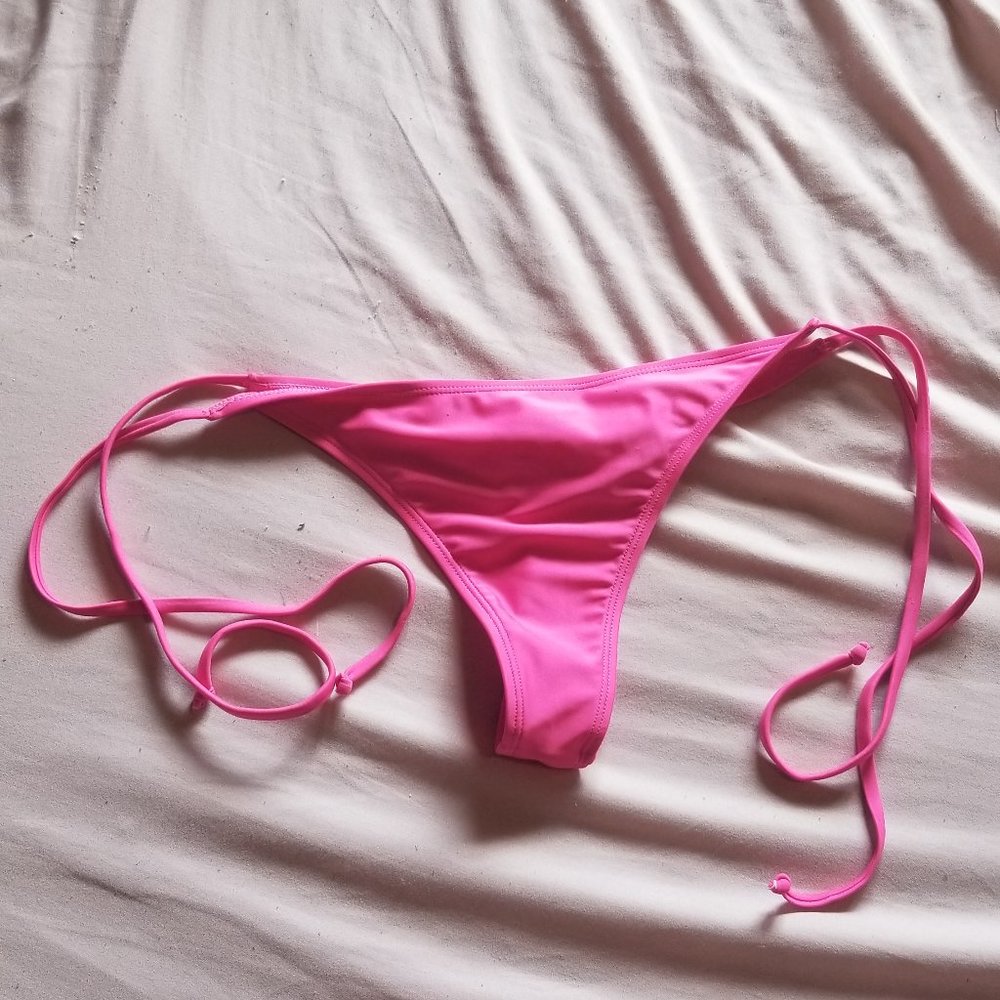 Neon side tie thong bikini bottoms